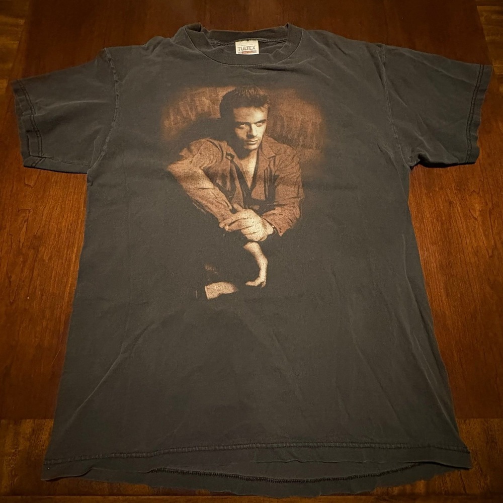 Vintage James Dean Portrait T-Shirt Tultex Black Size Large 90s Style Graphic T